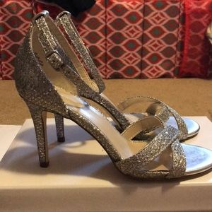 Silver bridesmaid or prom heels